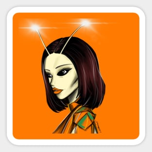 Bug kawaii lady ecopop art in orange Sticker